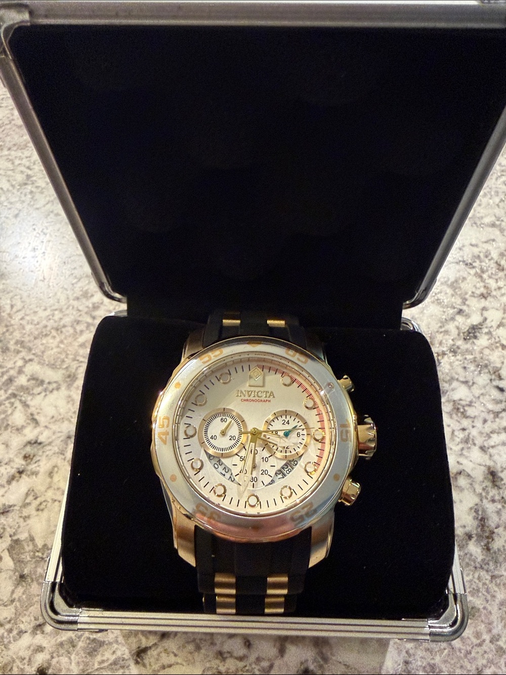 INVICTA 6985 MEN'S PRO DIVER CHRONOGRAPH BLACK GOLD 48mm NEW in specialty Box